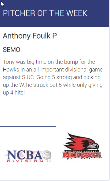 Congrats to @DatOn3Guy and Tony Foulk on being named GAR-East Player and Pitcher of the Week!  #NCBA