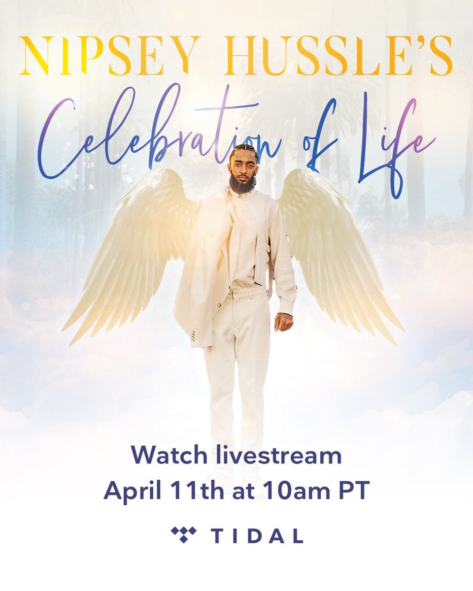 We are honored to bring the Celebration of the Life & Legacy of Nipsey Hussle to fans across the globe via livestream. 
Members and non-members alike can tune in on 4/11 at 10am PT. TIDAL.com/NipseyHussle