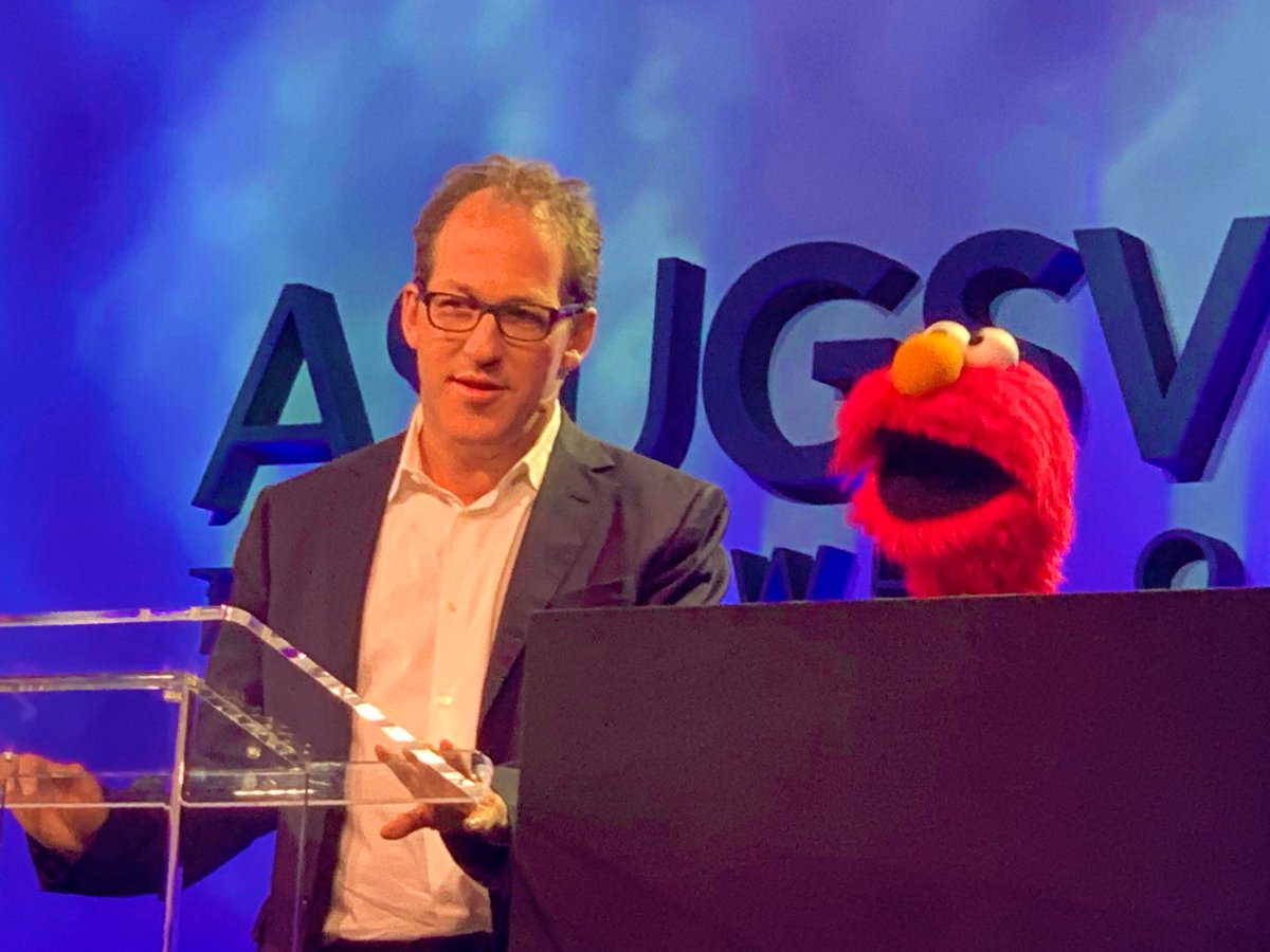abenz33's tweet photo. My 1st time, but a great #ASUGSV2019 conference. Was honored to present our ground breaking work @DegreeAnalytics and meet a lot of great people... And Elmo! https://t.co/neFzRmSdKH