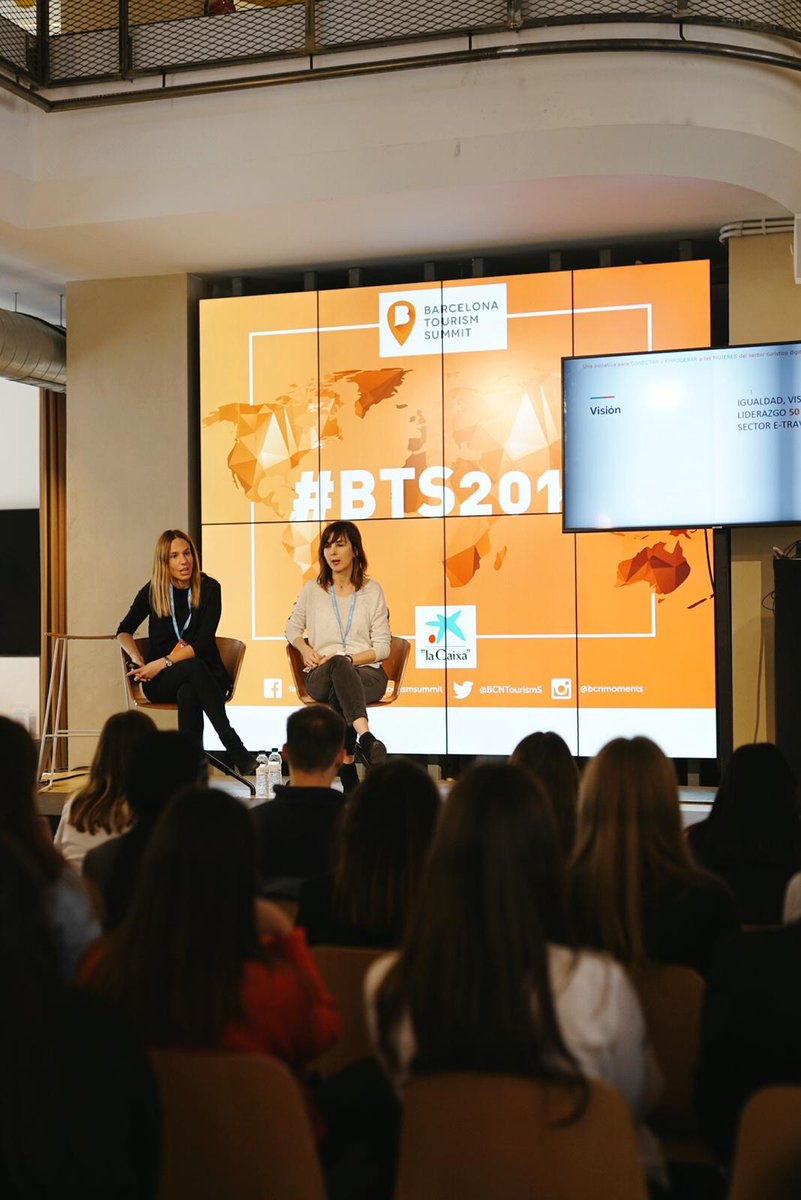 BCNTourismS's tweet photo. @SaraPastor_ y Anna Jiménez, cofundadoras de #WomenInETravel, analizan los retos de la mujer en el sector del turismo digital. #BTS2019 https://t.co/5aaZ7HpXOn