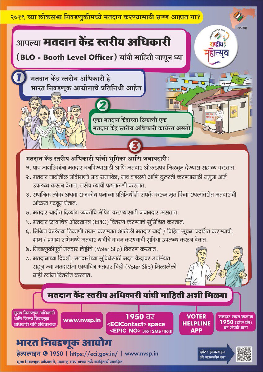 #LokSabhaElections2019 #IndiaElections2019 #GoVote 2019 च्या लोकसभा निवडणुकीमध्ये मतदान करण्यासाठी सज्ज आहात ना?.... लक्षात ठेवा 29 एप्रिलला मतदान केंद्रावर जाऊन मतदान करायचे आहे. <a href="/Balaji_Manjule/">Balaji Manjule IAS</a> <a href="/CEO_Maharashtra/">ChiefElectoralOffice</a> <a href="/ECISVEEP/">Election Commission of India</a>