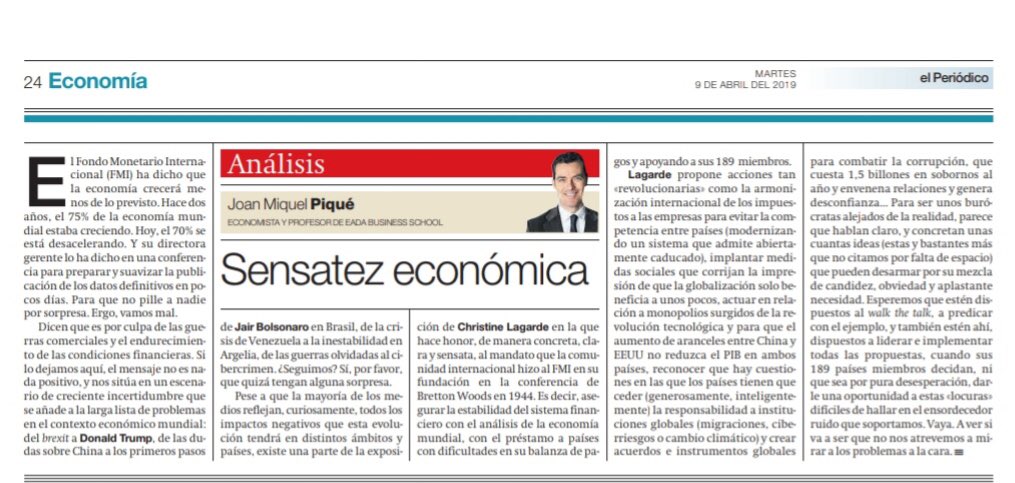 MauriliaNet's tweet photo. “El Fondo Monetario Internacional (FMI) ha dicho que la economía crecerá menos de lo previsto. Hace dos años, el 75% de la economía mundial estaba creciendo.” Así empieza el artículo de nuestro Director @JMPiqué en el Periódico https://t.co/J6semqEPus #davos #estrategia #JMPiqué https://t.co/7hPMZKHM7L