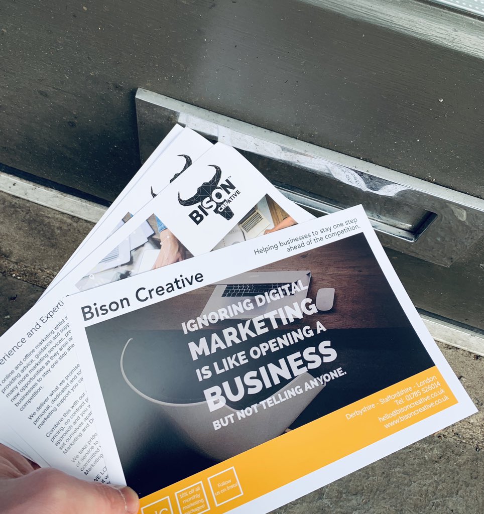 bisoncreativetm's tweet photo. Do flyers still work? - Yes. But only if you get them right. Emails can be deleted before they are opened, social feeds can dilute your audience &amp; slow connections can increase your bounce rate. https://t.co/Nb5RNLLlKO helping businesses stay 1 step ahead of the competition. #rt https://t.co/05sZsVrtke