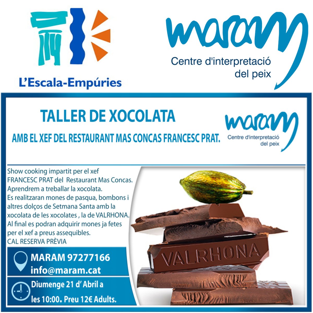 <a href="/MARAMCIP/">MARAM</a>  @restaurantmasconcas <a href="/ValrhonaES/">Valrhona España</a> <a href="/visitlescala/">L'Escala Turisme</a> <a href="/EscalaMunicipal/">Ajuntament l'Escala</a> <a href="/agriculturacat/">Agricultura</a> #portdelescala #mardempuries #peixdellotja #padrinsimones #lescala #restaurantmasconcas #quebonaeslaxocolata
