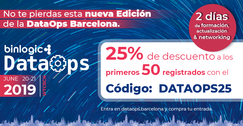 Comenzamos  con los descuentos exclusivos para nuestros seguidores!
#DataOpsBarcelona ofrece un 25% de descuento en los Full Pass.
No te la pierdas 20 y 21 de junio @WTCBCN
dataops.barcelona/conf2019/buy-t…
<a href="/CodelyTV/">Codely ﹤🍍﹥</a> <a href="/ConectorSpain/">Conector Accelerator</a> <a href="/iebschool/">IEBS Business School</a> <a href="/Blintech/">BLINTECH SOLUTIONS</a> <a href="/LaSalleBCN/">La Salle BCN</a> <a href="/UniBarcelona/">Universitat de Barcelona</a>