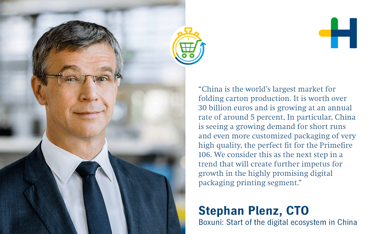 Heidelberg_IR's tweet photo. Comment of CTO Stephan Plenz on the growing #packaging market in China and the potential of #Primefire 106. https://t.co/UTmyU5ZTBD