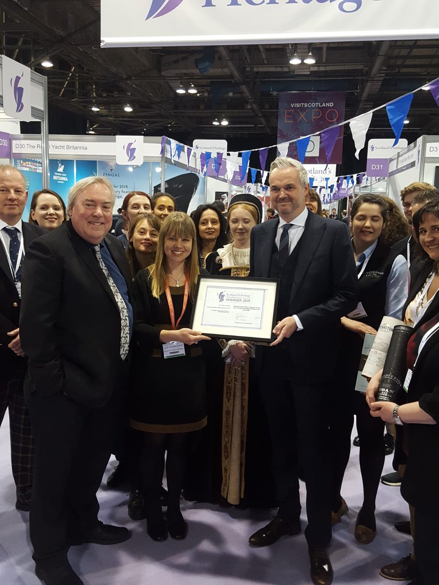 Start day 2 #VisitScotExpo congratulating  #ScHeritage Tour Operator of the year Tourwise of London, division of Cosmos Tours Ltd. Come visit us all in the aisle