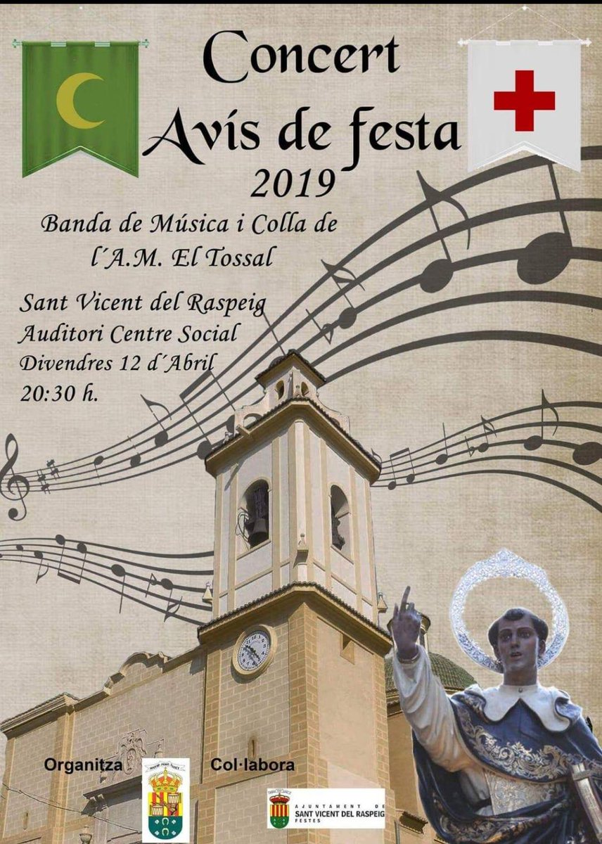 UnionBerLargas's tweet photo. 🎵🎶 Este viernes, a partir de las 20:30 horas, tendrá lugar el concert Avis de Festa en el Auditorio Centro Social de Sant Vicent del Raspeig.
Te invitamos a vivir uno de los primeros actos de nuestras muy próximas fiestas de Moros y Cristianos con la mejor música festera 🌙✝️ https://t.co/tGcwUfz3Qv