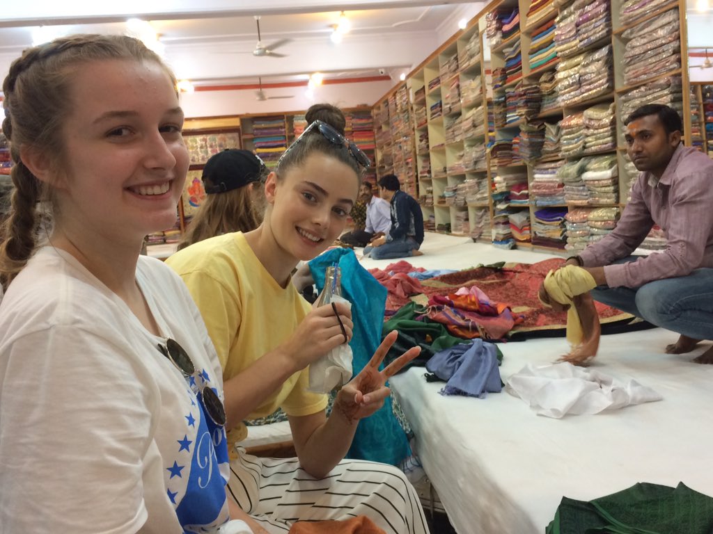 NGHS_RS's tweet photo. To quote one anonymous girl on the #IndiaAdventure, the material “feels like a cloud.” @NGHS_RS @NottmGirlsHigh #silk Who would have thought the pattern cards turn into elephants and peacocks! #SoSkillful https://t.co/Q8vzTeza72