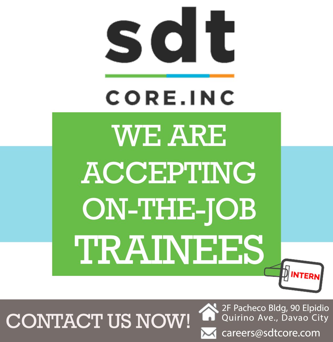 SDTCoreInc's tweet photo. We are accepting On-The-Job Trainees! Visit our office now!

#sdtcore #ojt #bpo

Want to learn about Lead Generation &amp; Appointment Setting?
Visit our website now! https://t.co/x3VZI5nj8p

Posts that you might like:
https://t.co/PbKuLbqmwC
https://t.co/PPRgIGxlbD https://t.co/hKP4pnUHsR