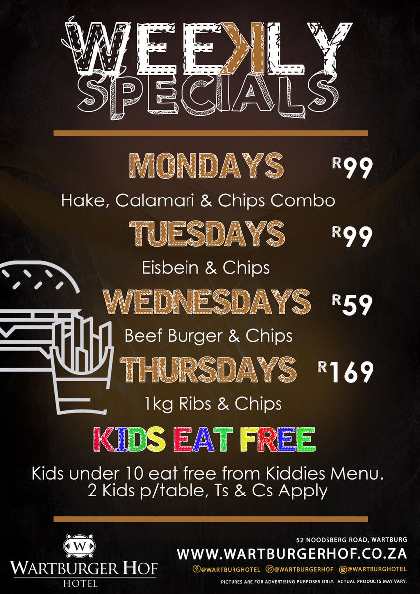 WartburgerHof's tweet photo. Come and try out our new weekly specials available at Wartburger Hof Hotel and let us know what you think. Come hungry and don't be hangry! T: 033 503 1482 | E: francois@wartburgerhof.co.za
-
-
-
#WeeklySpecials #ForTheHungry #DontBeHangry #WartburgerHof https://t.co/UV5avEF8vq