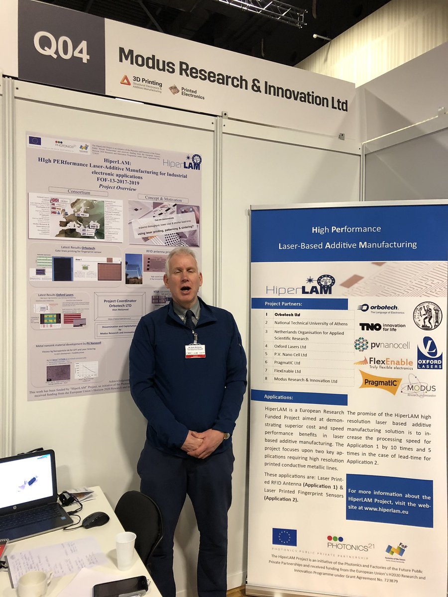 hiperlam's tweet photo. Are you interested in laser based Additive Manufacturing? LIFT (Laser Induced Forward Transfer) and Selective Laser Sintering ((SLS) can deliver fine resolution printed flexible electronics. See us today at booth Q04 @IDTechExShow @orbotech https://t.co/yhGf7SZx3m