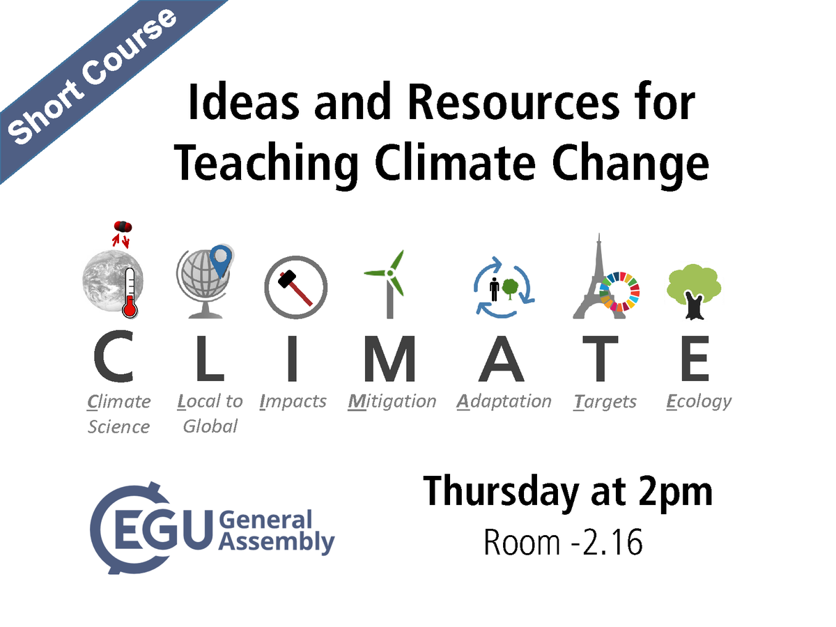 georobin's tweet image. Interested in teaching climate change? Join us for this short course at 2pm TODAY at EGU! Room -2.16. #EGU19 @IPCC_CH #climatechange #climateducation
