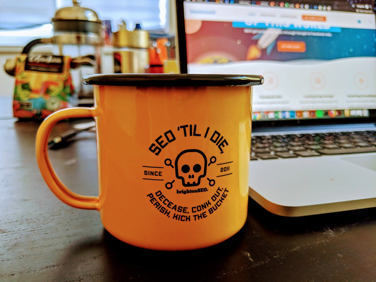 bouncecrunch's tweet photo. All set for Brighton SEO tomorrow! A nice little touch sending out a cool mug! 

The magical thing is this snazzy mug actually helps their SEO! People like me use hashtag #BrightonSEO > improved social presence > SEO improved. 

Props to them 👊 

#MugShot #SEO #DigitalMarketing https://t.co/5QFiUYj9xb