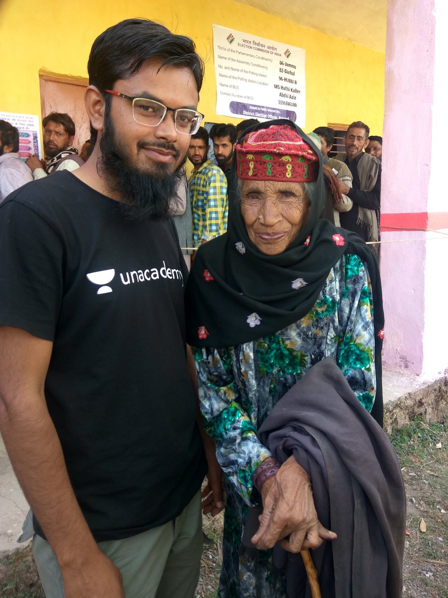 AbdulRashidEr's tweet photo. If still U haven't started your journey towards #PollingBoth, get inspired by my Paternal Mother, she's in her nineties and casted her vote at Polling Station located at a distance of around 5KM from her residence.
#CasteYourVoteWisely
Promoting @unacademy as a mean of free edu https://t.co/MMnAhxin2W