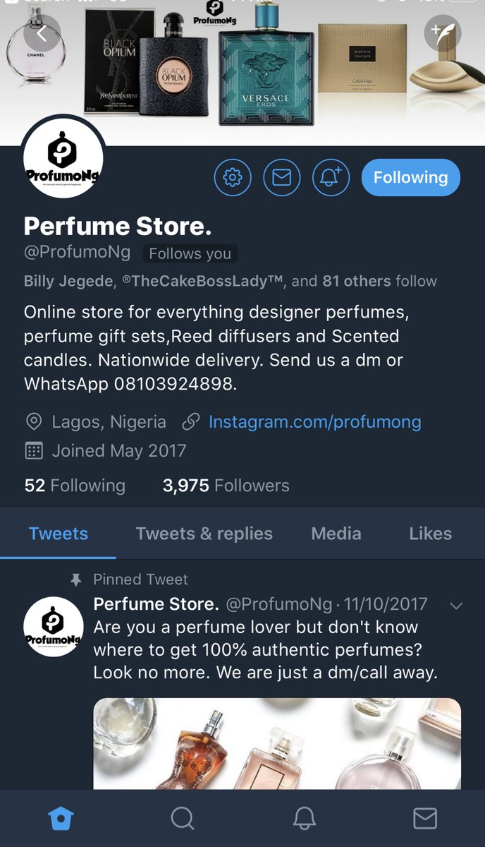 SkinwithLolami's tweet photo. @OgbeniDipo I run an online fragrance store on here and instagram. We sell designer perfumes, perfume gift sets, scented candles, diffusers and scented oils. #MSMEThursdayWithDipo 

Twitter - @ProfumoNg 
Instagram - https://t.co/gPtxIp5kGN
Whatsapp - 08103924898 https://t.co/8CyYDjKxLL