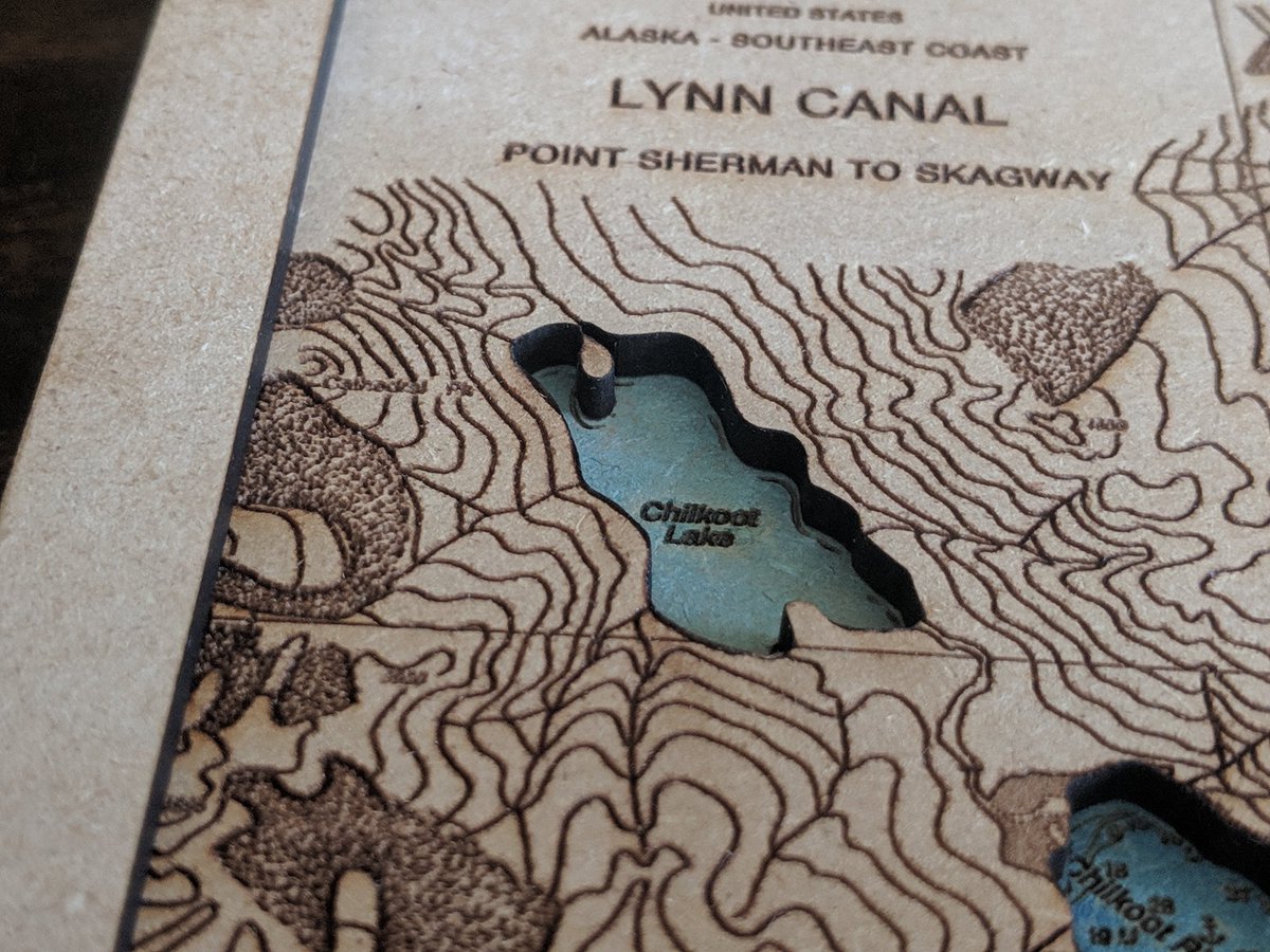 CascadeVistas's tweet photo. A few more close-ups of the laser cut nautical chart of the Lynn Canal.
#glowforge #lasercutting #pnwlove #mapnerd #bathymetry #skagway #juneau #haines #alaska #greatwhitenorth https://t.co/K0dJutiJqe