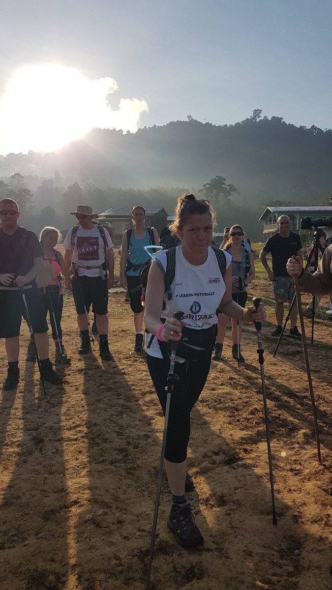 anneonthefarm's tweet photo. And so we leave the village &amp; embark on final day's jungle trek in the heat &amp; humidity of the tropics, took a leaf out of @hoshizakigramuk book and took to the front #leadingnaturally 😉 thanks for your support! @Springboard_UK #SBTrekBorneo https://t.co/By7dXFy5ZG