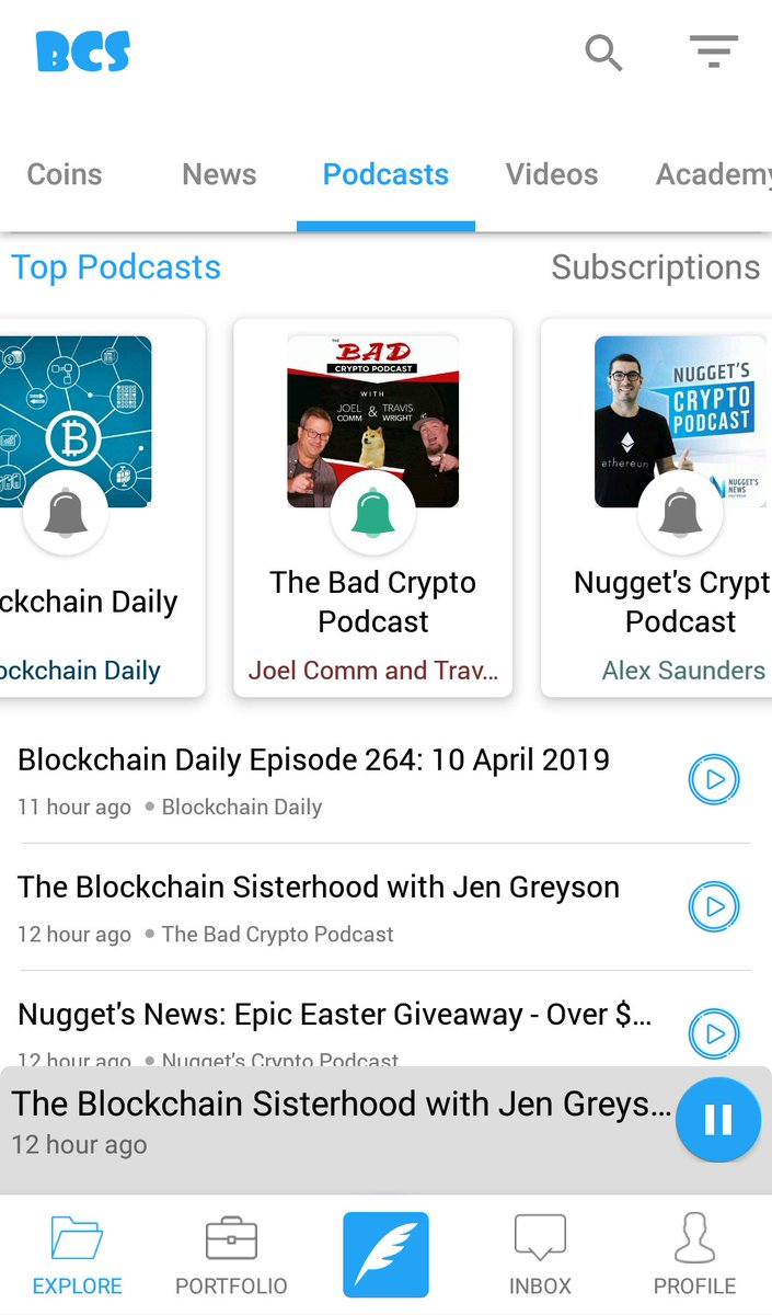 The Blockchain Story (BCS) (@thebcstory) on Twitter photo Listen to <a href="/badcrypto/">Bad Crypto Podcast š§š #NFTs</a> Podcast hosted by <a href="/joelcomm/">Joel Comm</a> & <a href="/teedubya/">Travis Wright</a>. Streaming now on BCS app šļø
All the new episodes here-
iOS- itunes.apple.com/in/app/the-bloā¦
Android- play.google.com/store/apps/det⦠Listen to <a href="/badcrypto/">Bad Crypto Podcast š§š #NFTs</a> Podcast hosted by <a href="/joelcomm/">Joel Comm</a> & <a href="/teedubya/">Travis Wright</a>. Streaming now on BCS app šļø
All the new episodes here-
iOS- itunes.apple.com/in/app/the-bloā¦
Android- play.google.com/store/apps/detā¦