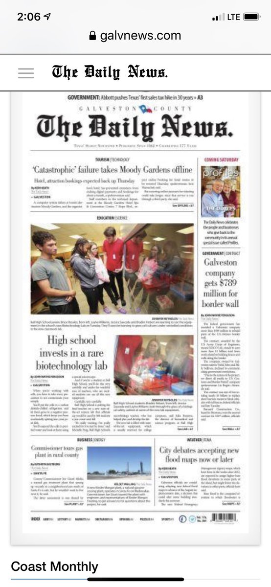 mrsjuliaramirez's tweet photo. Check out Ball High in the paper today! #biomed #science @galvestonisd https://t.co/j8bQ1r0A1R