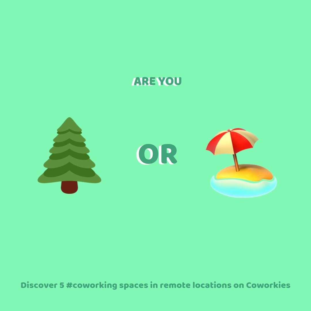 Looking for a #remote #coworking space somewhere in the world? 
Discover 5 coworking spaces on Coworkies that are either 🌲or 🏖️
j.mp/2UvvtiM 
And you what are you? Comment with 🌲or 🏖️to tell us and tag spaces you love! #thailand #japan #spain #australia #vietnam