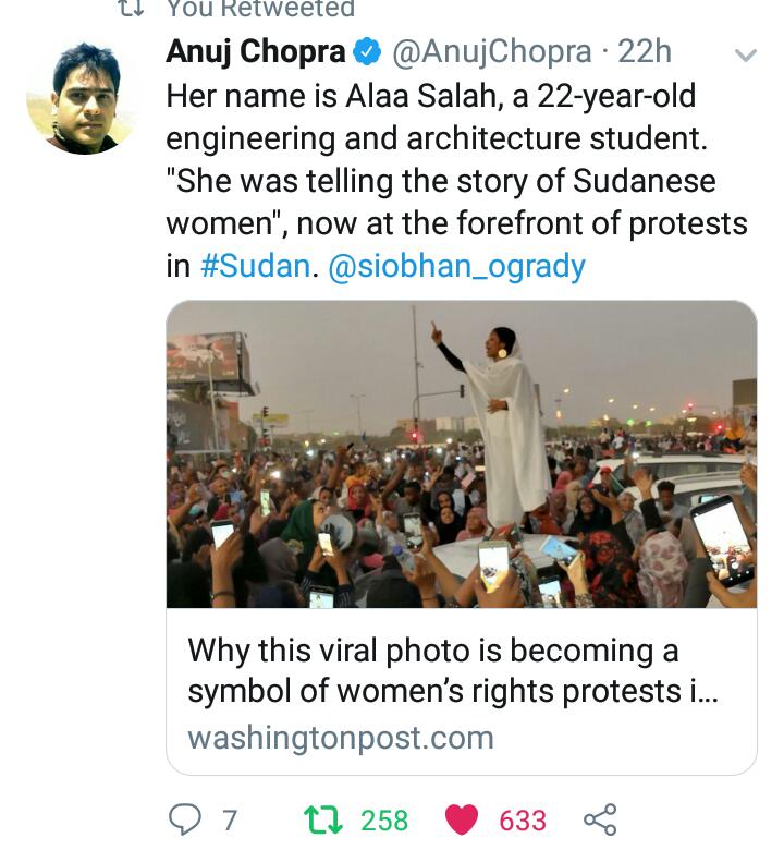 Power belongs to the people. It's only when they rise that they will be free..

#SudanUprising