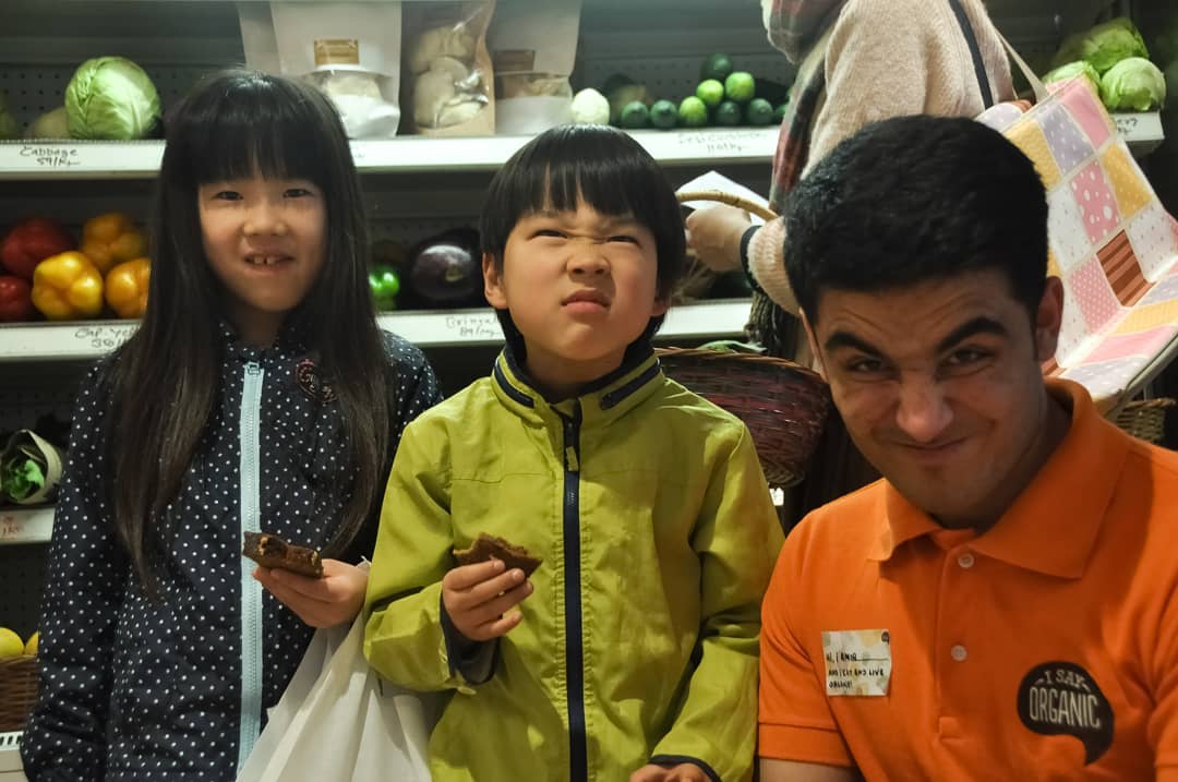 "Who likes our Banana Bread? Make a funny face!" In the frame: Our little buddies, enjoying a slice of the classic Banana Bread, at our store in #southpointmall, Gurgaon with Mustafa, our store manager 🍌 Only Natural goodies have gone into this bread 🍌 No refined ingredients!