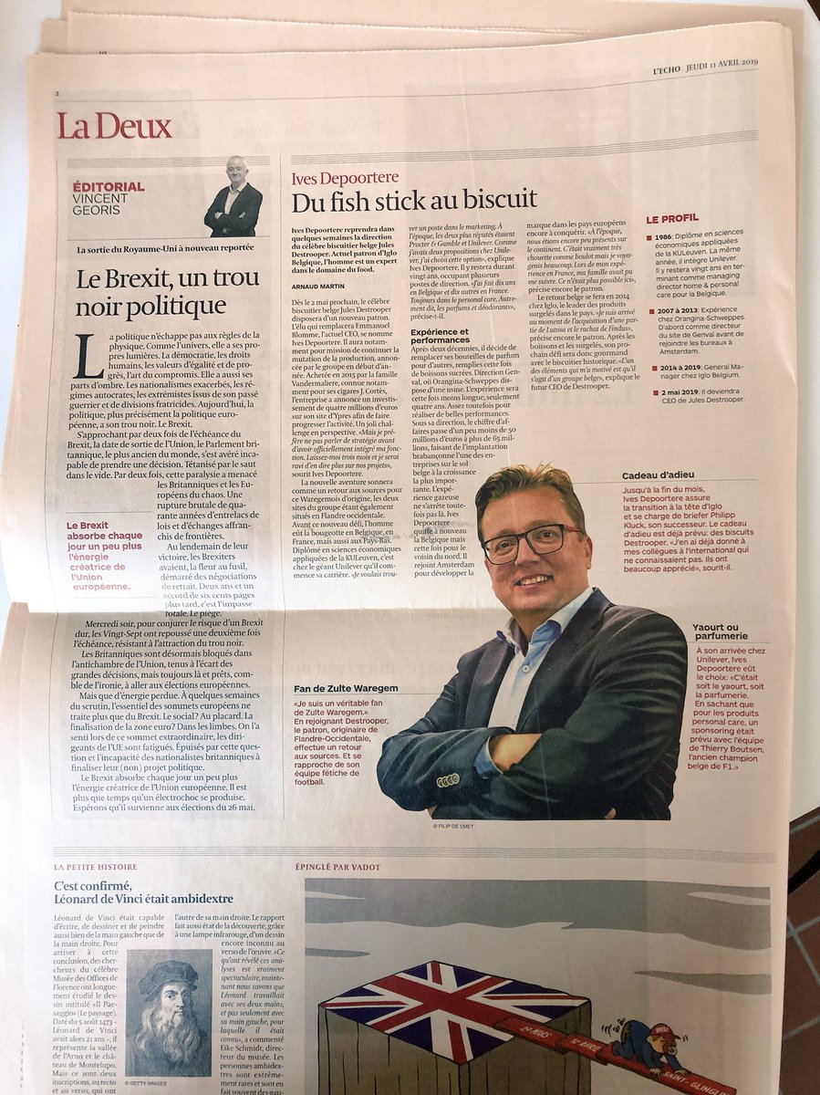 ‘Du fish stick au biscuit’. Vandaag op p.2 <a href="/lecho/">L'Echo</a>. Ives Depoortere, nieuwe CEO van <a href="/DestrooperJules/">Jules Destrooper</a>. #PR <a href="/FamousRelations/">Famous Relations</a> #food #business