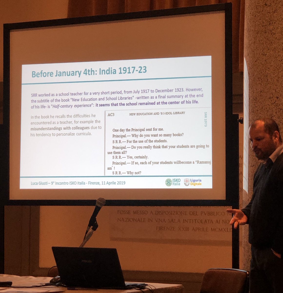 Luca Giusti #LiguriaDigitale parla di APUPA - penombra alle sorgenti di #marketing e #KnowledgeOrganization
#Ranganathan 
#ISKOI2019