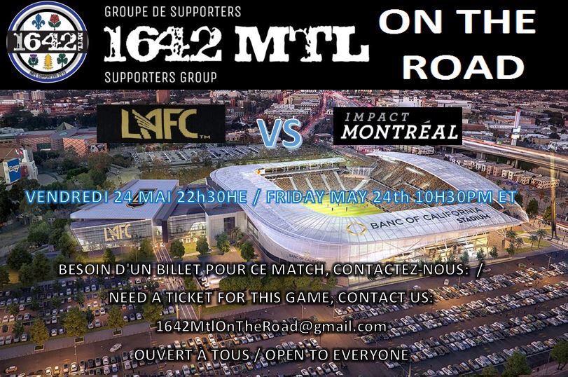 1642OnTheRoad's tweet photo. Ils vous reste moins de 2 semaines pour nous confirmer votre présence pour venir voir #IMFC contre #LAFC  à Los Angeles le vendredi 24 mai! 

Faites vite! En prime, vous pourrez rencontrer le légendaire @neosk 😁

Date limite: 23 avril 

#1642MtlOnTheRoad https://t.co/HCLFjY8cKm