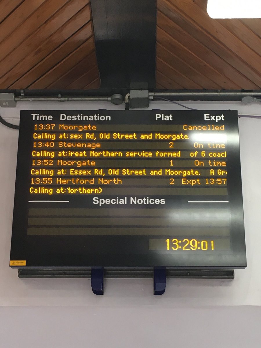 JamesMWWilliams's tweet photo. More cancellations, more grief for us from @GNRailUK 😡 This is what we pay for! Due to train crew shortage!!!! 😡 #cancellations #unhappy #misery #GreatNorthern #GreatFailure #WinchmoreHill #NeverEndingStory https://t.co/8dTaZj1tni