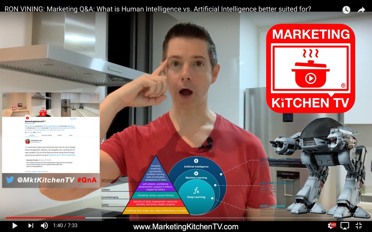 MktKitchenTV's tweet photo. What is #Human vs #Artificial Intelligence better suited for? Welcome back Marketing Chefs! The 11th, https://t.co/MUOjkm5oul YouTube &amp; @MktKitchenTV Twitter #QnA, continues series…
Your All-Things #Marketing Host, @RonaldVining, Ans your Qs! 
WATCH video:https://t.co/lHdzDQfNY1 https://t.co/FXnBk9ciKr