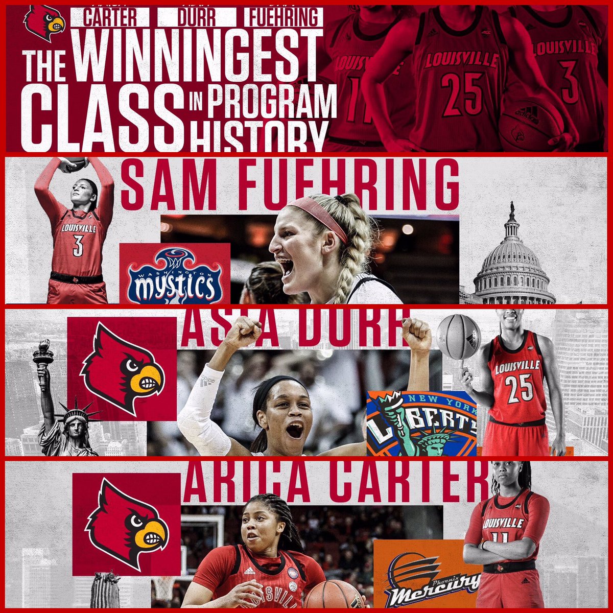 CoachJeffWalz's tweet photo. “Do all you can to make your dreams come true.” Sam, Asia, and AC we are so happy for you and proud of you. You inspire your teammates and all of us. Go follow your dreams! @UofLWBB @SamFuehring @A_Hooper25 @aricuuuh #L1C4 https://t.co/2AyusIjhzQ