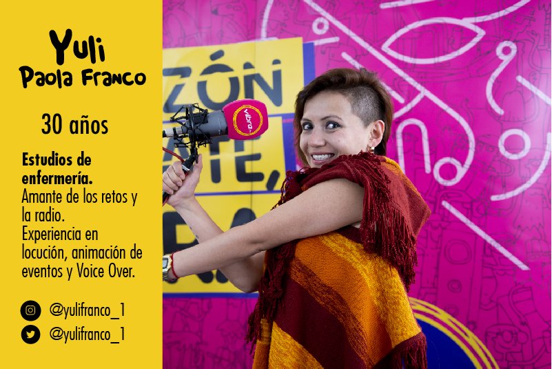 En minutos nos acompañará una de las participantes de #LaNuevaVozVibra 
Ella es Yuli Franco escúchala en vibra.fm