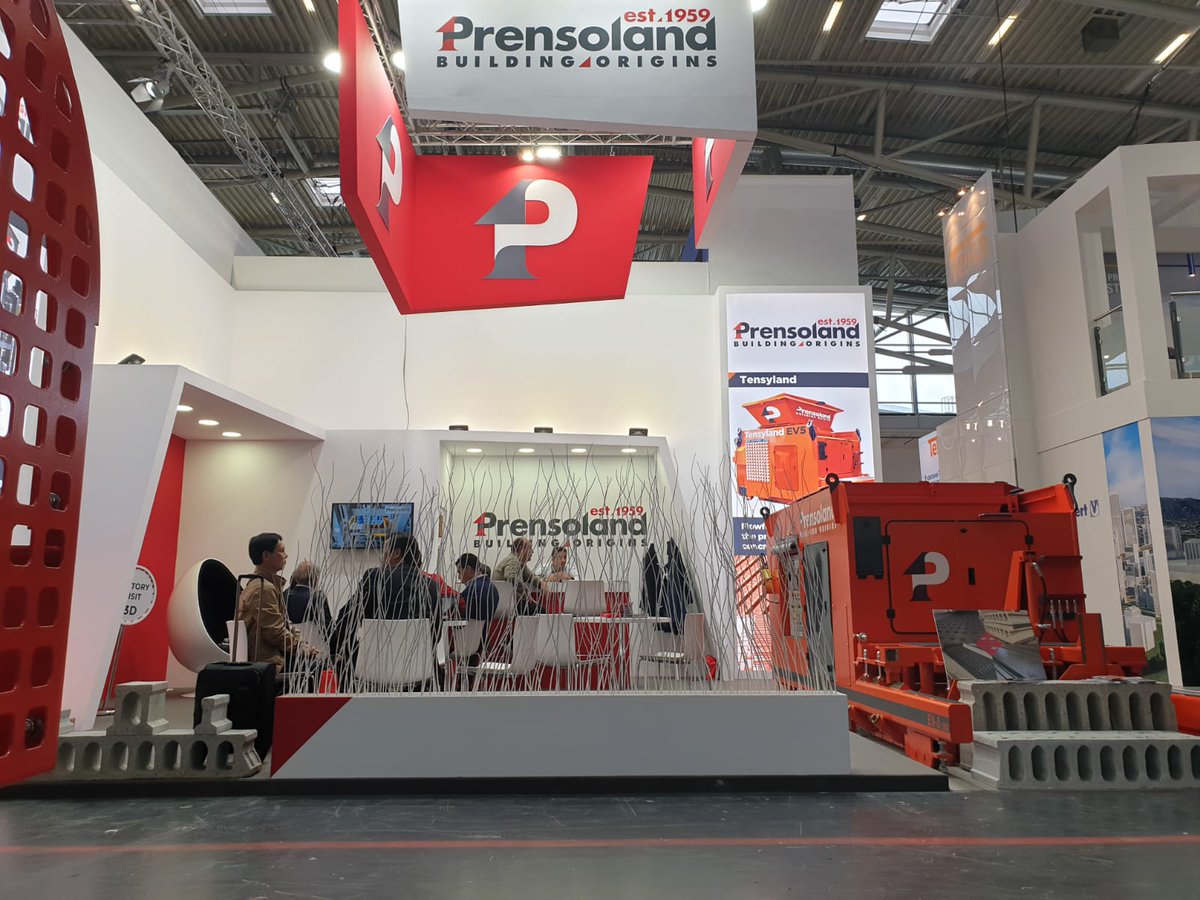 prensoland's tweet photo. It's always a pleasure exhibiting at @baumaOfficial #Munich! We will be waiting for you – Hall B1, stand 312. #Bauma2019 @prensoland #buildingorigins #blockmachine #flowforming https://t.co/WFItNtWypR