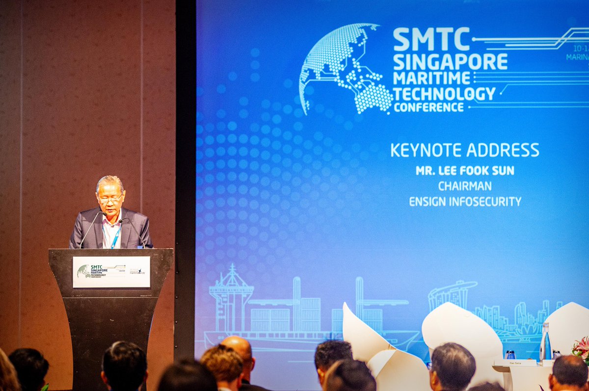 EnsignGlobal's tweet photo. Our Chairman, Mr Lee Fook Sun gave a keynote at the Maritime Cybersecurity Seminar today, organised by Maritime and Port Authority of Singapore, sharing his thoughts and possible approaches to enhance the cybersecurity posture of maritime organisations. 

#conquertheunknown https://t.co/kKOrJroy0u