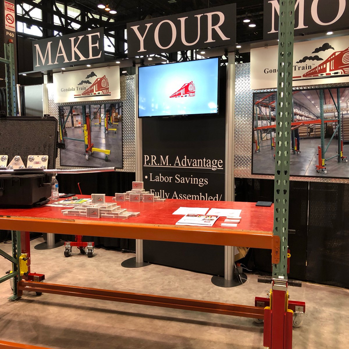 Today is your last chance to stop by and see the crew from Gondola Train at the #ProMatShow! We are moving pallet racking in booth S3291! 

#GondolaTrain #MakeYourMove #TradeShow #PalletRacking #Warehouse