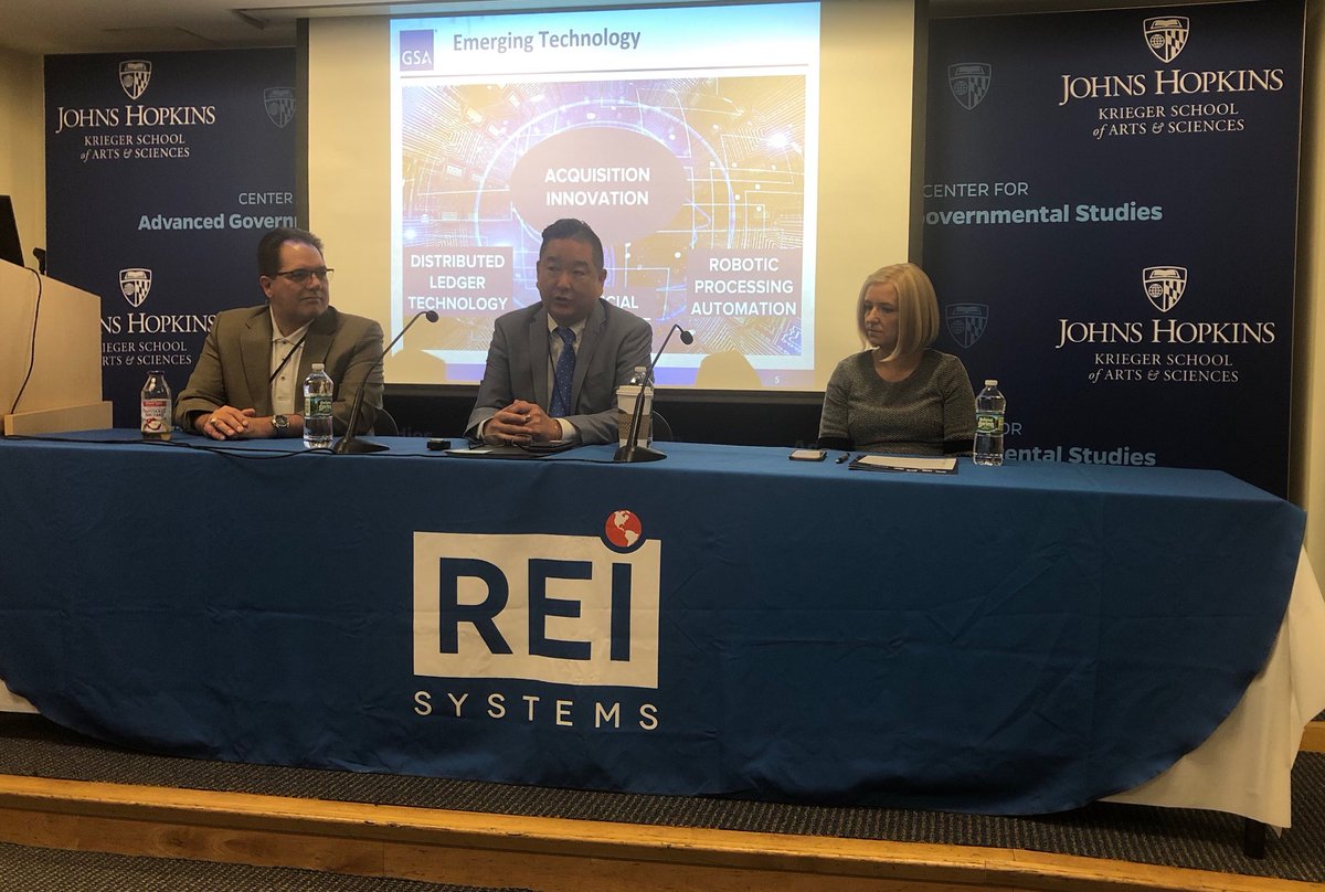 Hopkins_CDAPG's tweet photo. Kicking off today’s #GABforum about how the government uses #AI technologies to improve services @jhuaap @USGSA https://t.co/tnIB1V7JsU