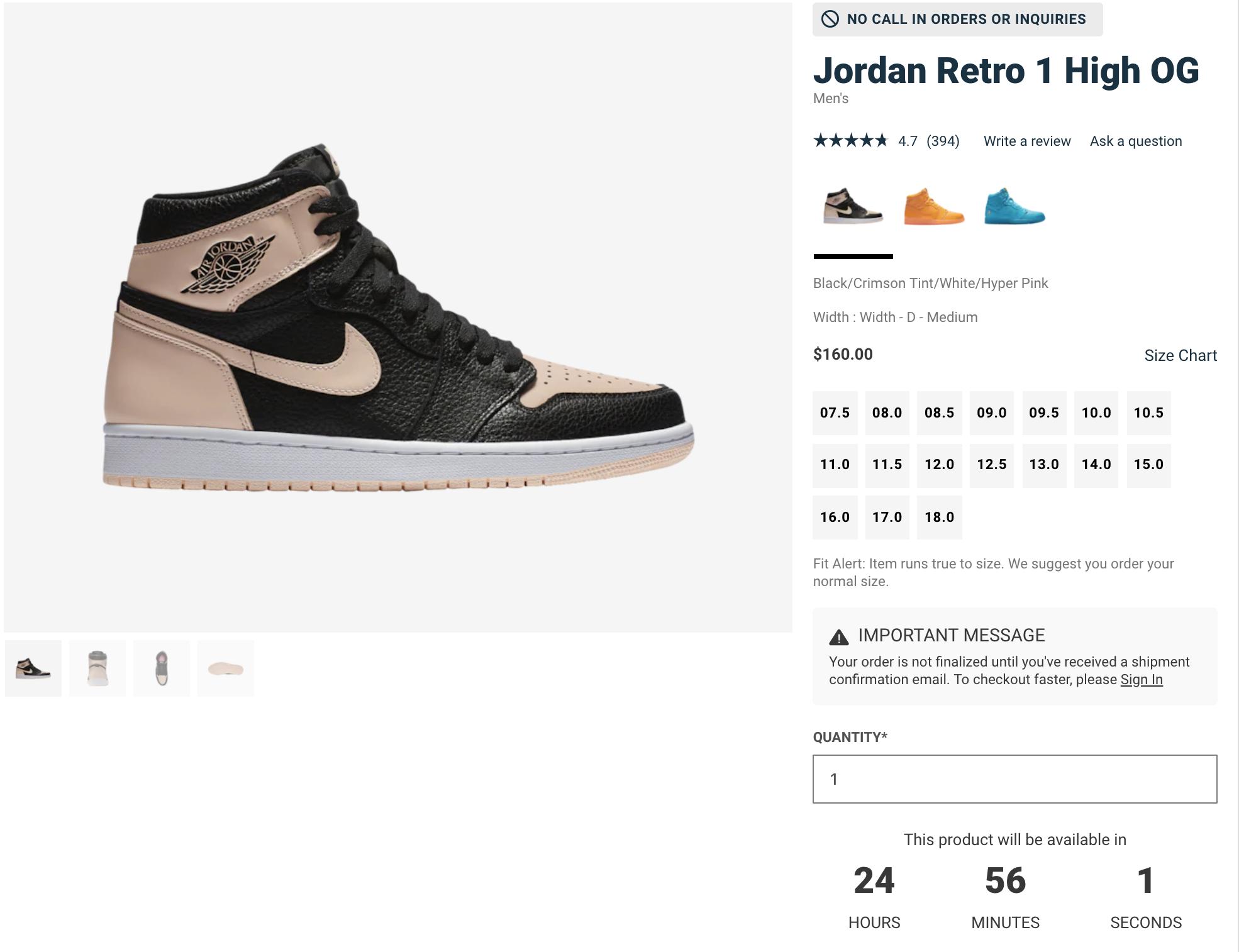 jordan 1 crimson tint gs footlocker