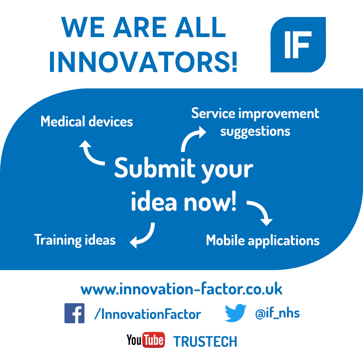 We are all innovators!

Visit innovation-factor.co.uk to receive support in realising your idea that could bring positive change to your Trust!

<a href="/NCAlliance_NHS/">Northern Care Alliance NHS Foundation Trust (NCA)</a> @SalfordRoyalNHS <a href="/NCAresearchNHS/">NCA Research NHS</a> <a href="/BuryCO_NHS/">Bury Care Organisation</a> <a href="/RochdaleCO_NHS/">Rochdale Care Organisation</a> <a href="/OldhamCO_NHS/">Oldham Care Organisation</a> @NorthMcrCO_NHS @NCAlliance_GDE <a href="/LHCHFT/">LHCH</a>