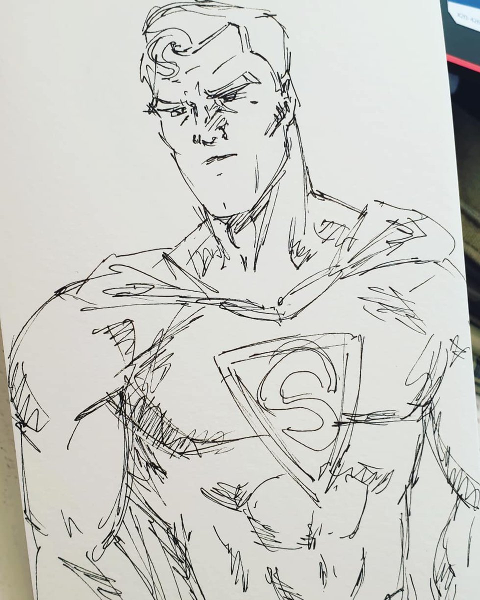 ElDiabloSays's tweet photo. I've been drawing very little lately (almost nothing really), and that's completely unacceptable! π So to warm up the ol' drawing muscles here's some #oneminutedoodle #GoldenAge #Superman ππ #DrawSomethingEveryday #doodle #sketch #comicart #DC #art #artist #ArtMatters #micron https://t.co/UqzzPDjznb