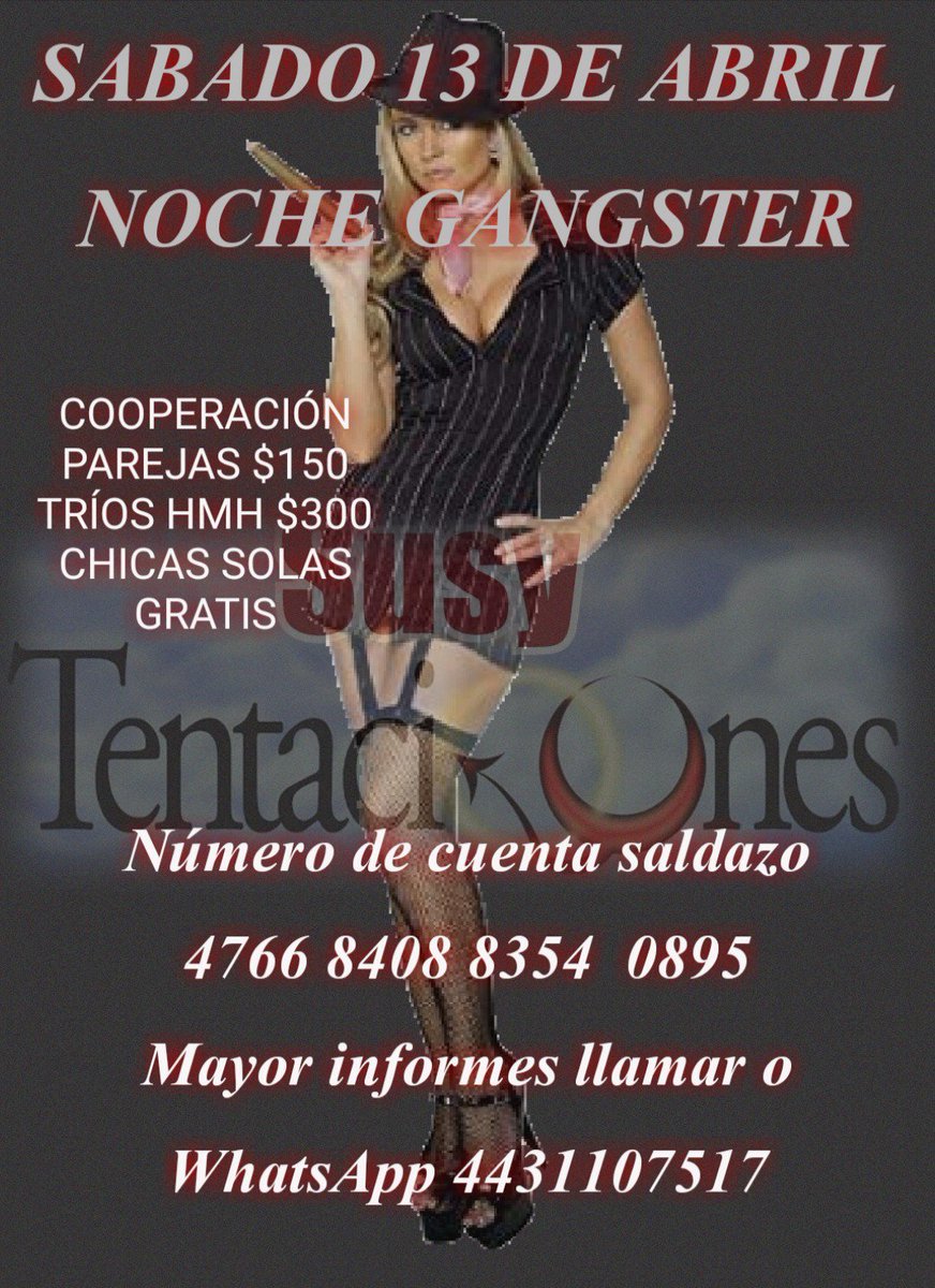Joseysusy1's tweet photo. SUSY TENTACIONES te invita esté sábado 13 de abril a su noche GANGSTER ven a disfrutar de una noche llena de retos y castigos
donde se llenará de lujuria y placeres diversión garantizada no faltes apartir de las 10:00 PM a 6:00 AM más informes WhatsApp o llamadas 4431107517 https://t.co/AUn9pHP9z1