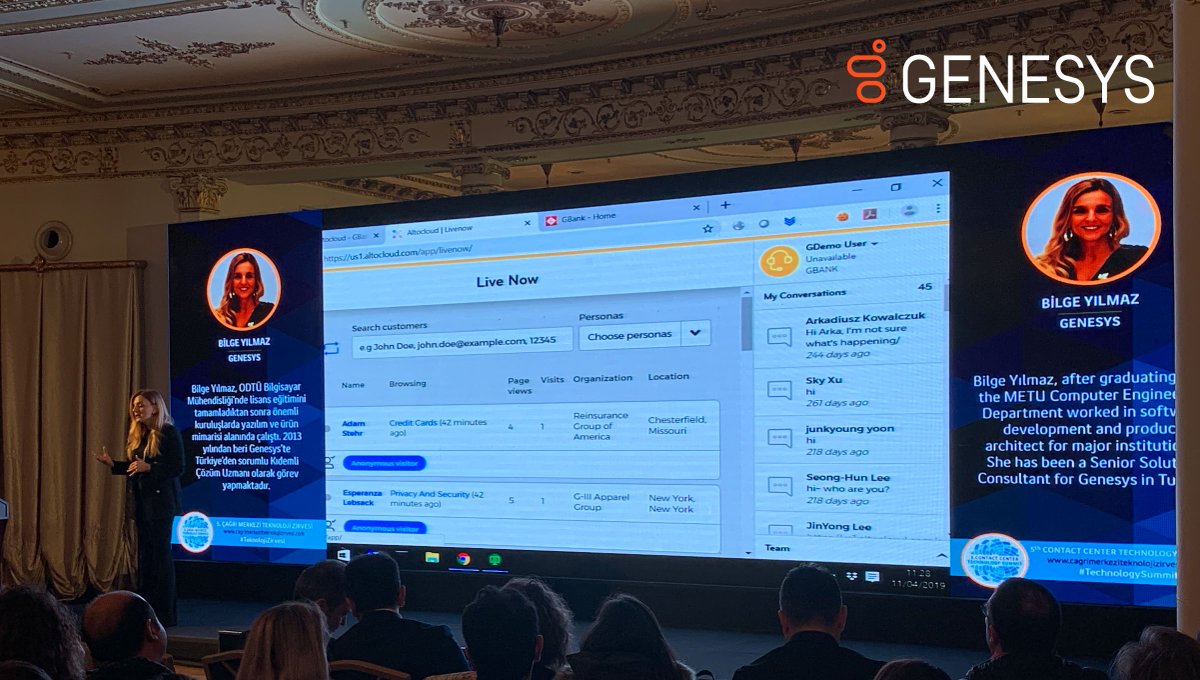 GenesysTurkey's tweet photo. @GenesysTurkey Kıdemli Çözüm Danışmanı Bilge Yılmaz, #YapayZeka (#AI) ve otomatik öğrenme (#AutomaticLearning) konusunda #AltoCloud'un özelliklerini tanıtmak üzere canlı demo sunumuya 5. Çağrı Merkezi Teknoloji Zirvesi (@CMTZirvesi) sahnesinde yerini aldı.

#TeknolojiZirvesi https://t.co/URcl3glLPC