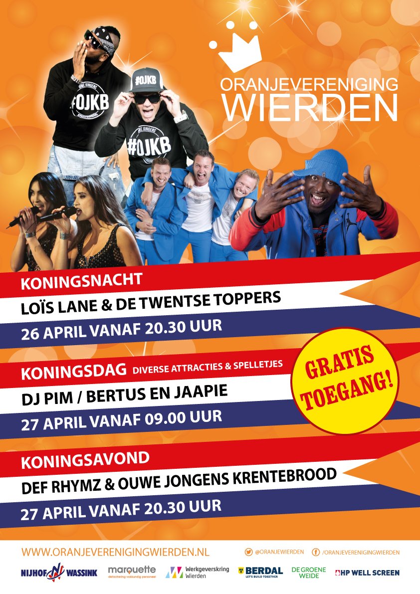 OranjeWierden's tweet photo. Oranjefeesten 2019! Jij komt toch ook? Ga voor het volledige programma naar https://t.co/TkOpW3YYCU. https://t.co/VhsXg9Kxuj