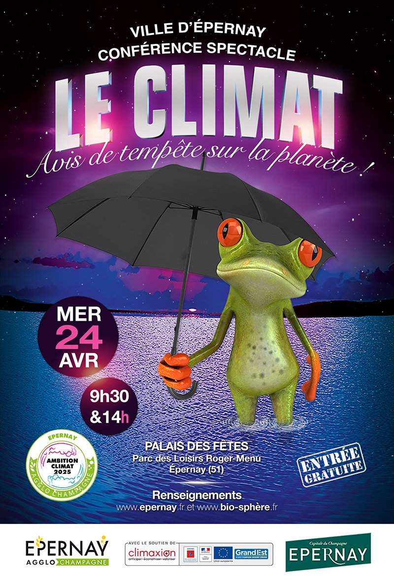 Le #Climat : avis de tempête sur la #planète ! 
La <a href="/villeepernay/">Ville d'Epernay</a> organise une #conférence spectacle dans le cadre de la semaine du #Développement #Durable.

+ d'infos : bit.ly/2G4UTJZ
Accès : goo.gl/maps/M65B6Y3ai…

#environnement #engagement