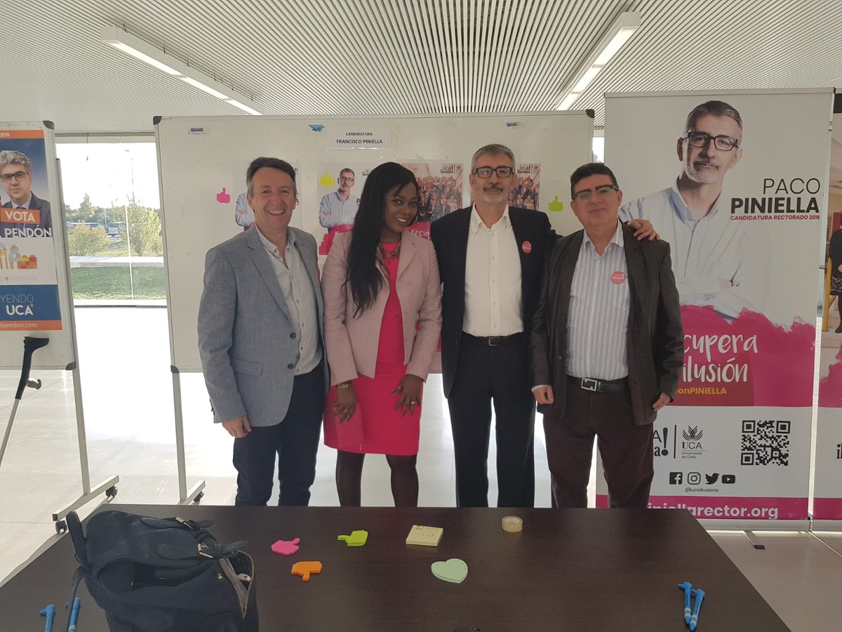 StimeyOn's tweet photo. STIMEY Assistant Coordinator and Project Manager, Alecia Reid greets Francisco Piniella, one of the candidates in the upcoming elections in May 2019 for Rector of the University of Cadiz.
#rector #uca #rectoruca #elecciónrector #elecciónrectoruca #casem #esi #stimey #stimeyon https://t.co/Ud8PYNFVFU