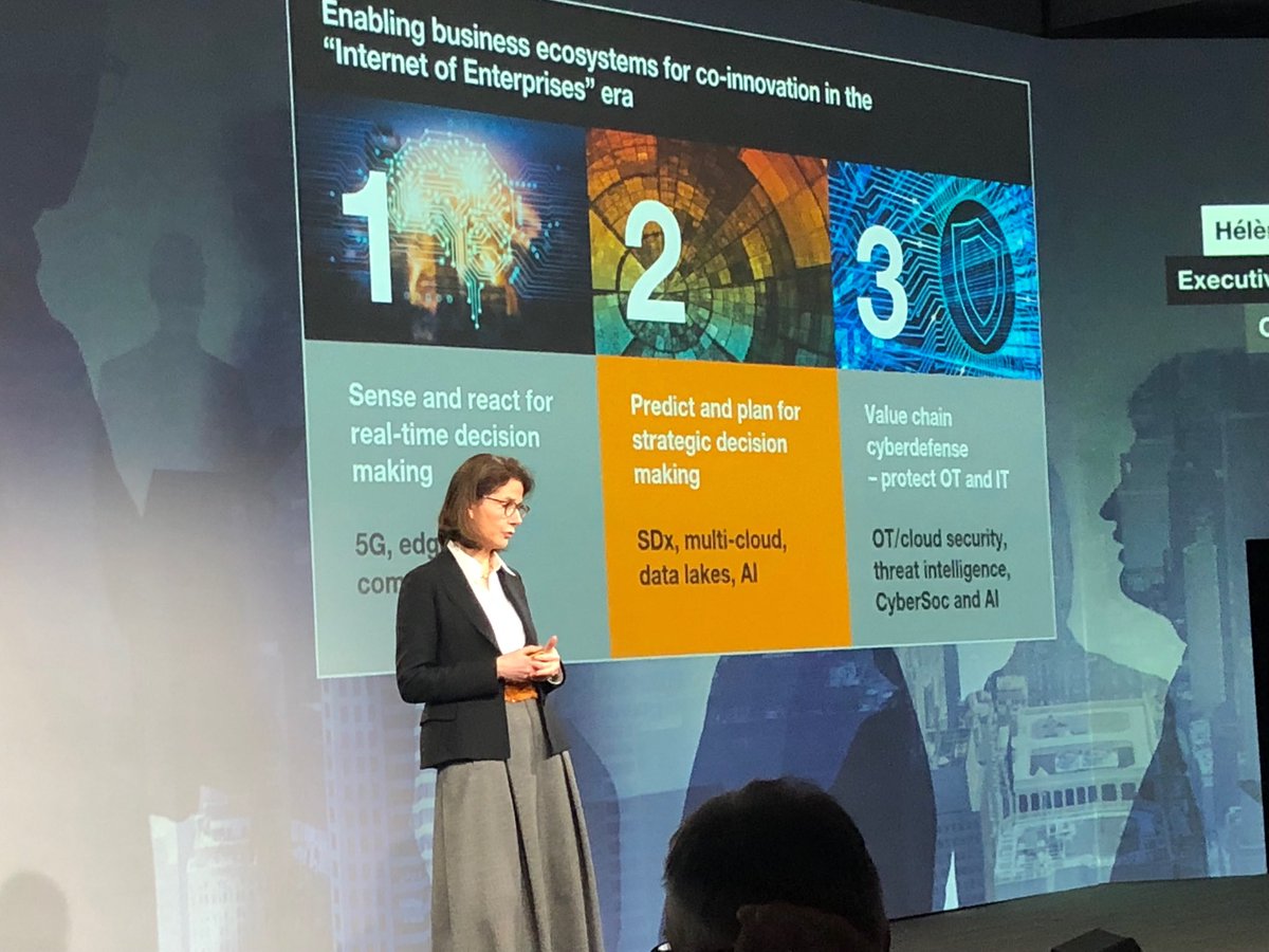 Three main technologies trends that will enable the emergence of the Internet of Enterprise, says Hélène Auriol-Pottier, ⁦Orange Business Services ⁩ evp, International Business during #helloworld19