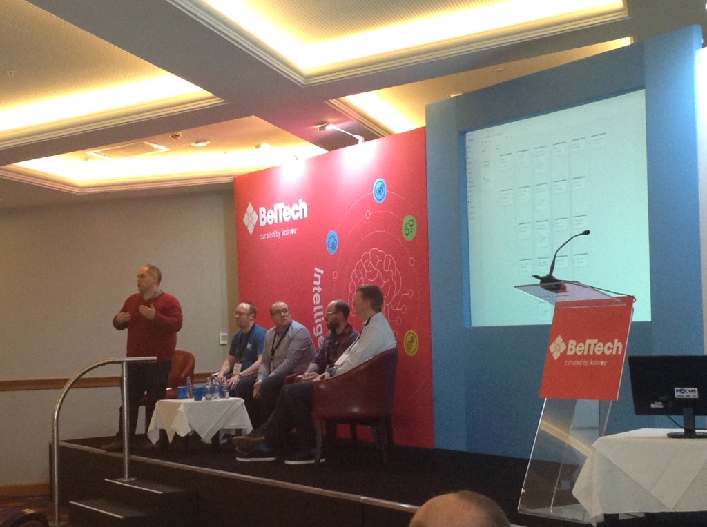 beltech2025's tweet photo. Panel discussion on Delivery Pipelines chaired by @martinwoodward of @Microsoft and panellists Michael Hughes of Bazaar @aetherwraith , Brian Rodgers @AllstateNI , Andrew Logan @Citi and Sam Morrison @PwC_NI #BelTech19 https://t.co/rtFYLreg8Q
