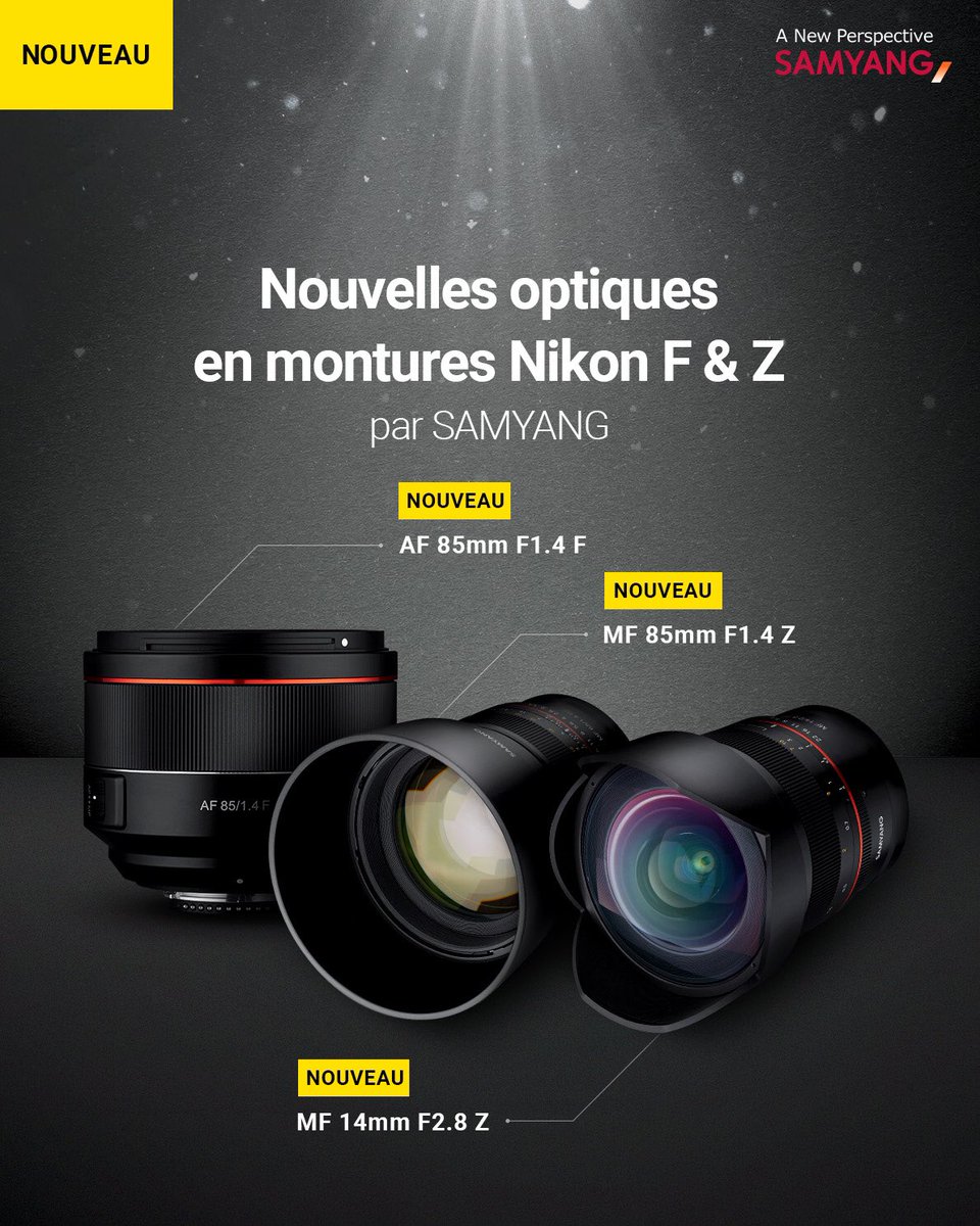 3 nouvelles optiques pour boîtiers Nikon : MF 14mm F2.8 Z, MF 85mm F1.4 Z et AF 85mm F1.4 F