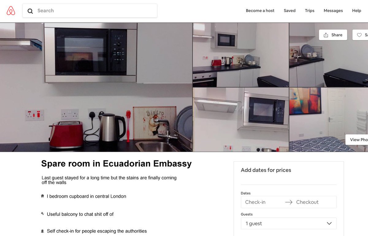 assange room to let advert